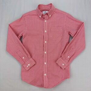 Class Club Button Down Shirt Boys 10/12 Red Gingham Check Long Sleeve Formal Top